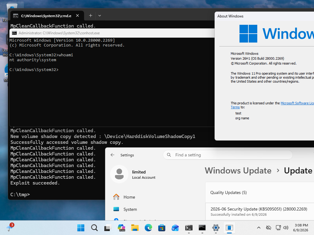 RoguePlanet proof-of-concept demonstrating SYSTEM-level shell access